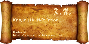 Krajnyik Nándor névjegykártya